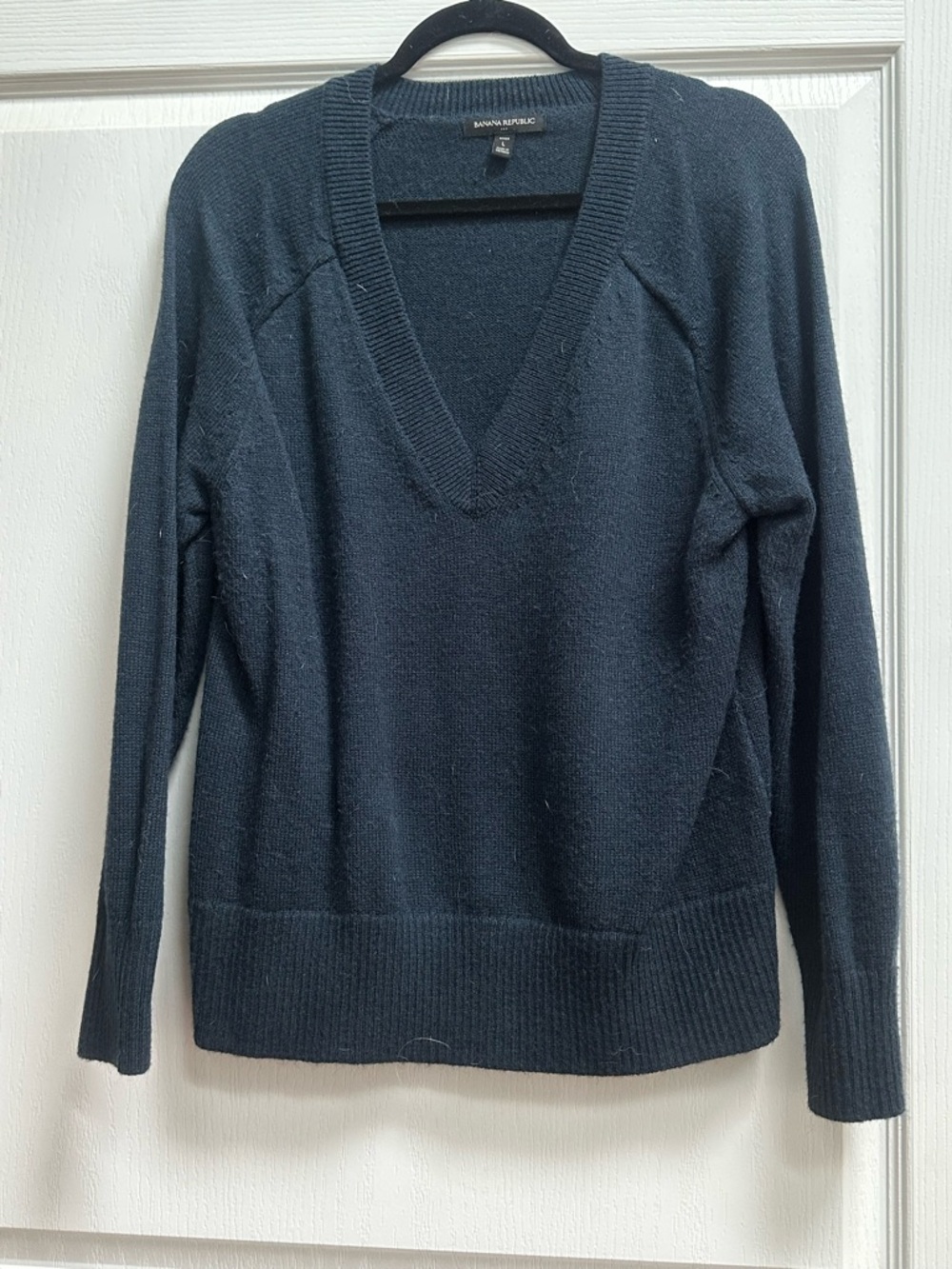 Banana Republic Women's Deep V-Neck Navy Sweater